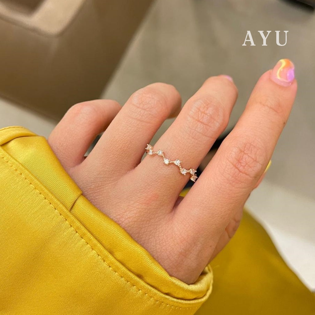 AYU Cincin Emas - Zigzag Constellation Stack 17k Rose Gold