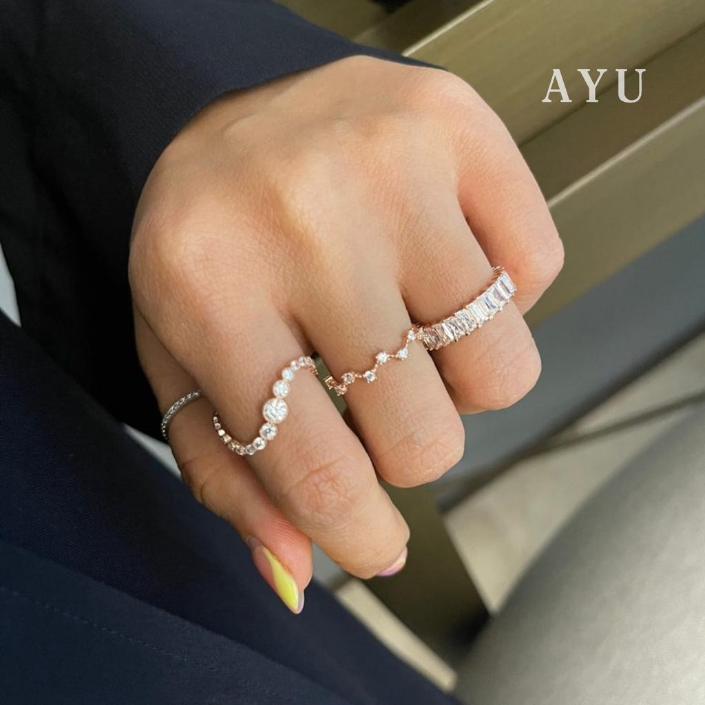 AYU Cincin Emas - Zigzag Constellation Stack 17k Rose Gold