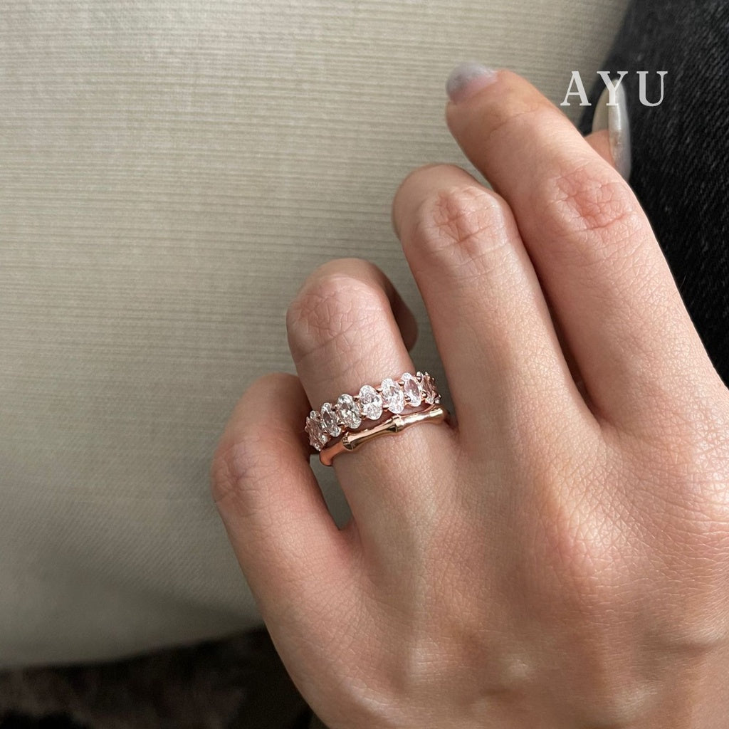 AYU Cincin Emas - Oval Eternity Ring 17K Rose Gold