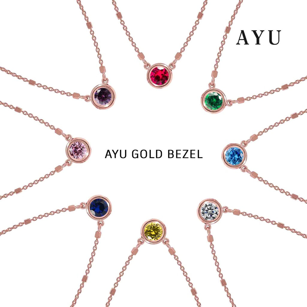 AYU Bezel Bling Chain Necklace 17k Rose Gold