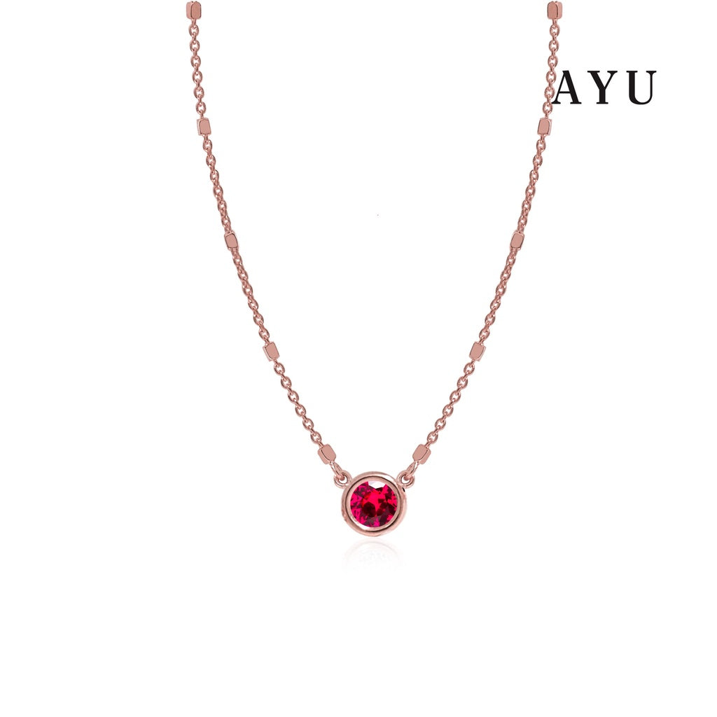 AYU Bezel Bling Chain Necklace 17k Rose Gold