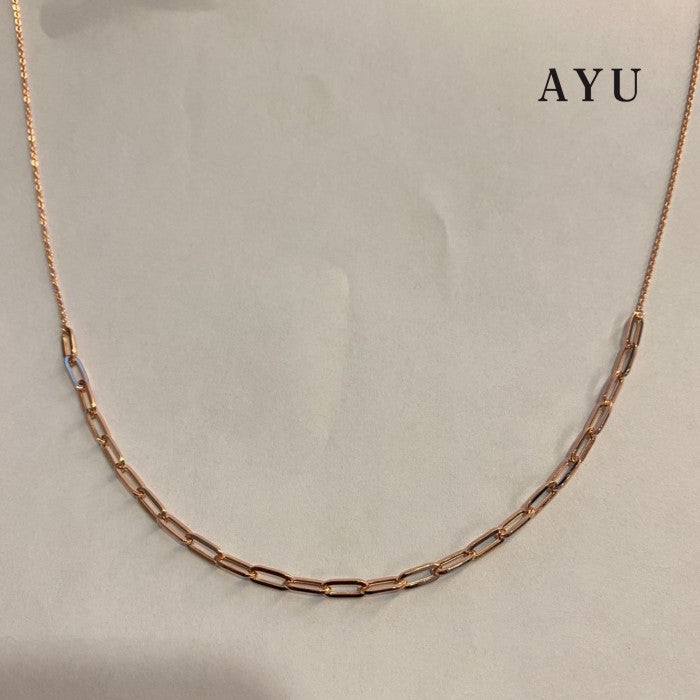AYU Kalung Emas - Half And Half Paper Clip And Trixie Chain Necklace 17k Rose Gold