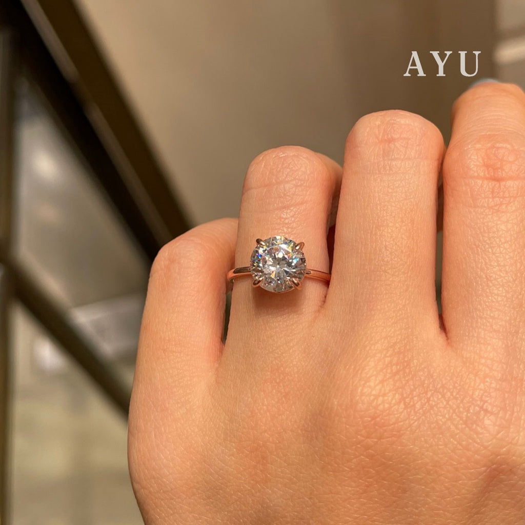 AYU Cincin Emas - The AYU Setting In Glam Round Cut 17k Rose Gold