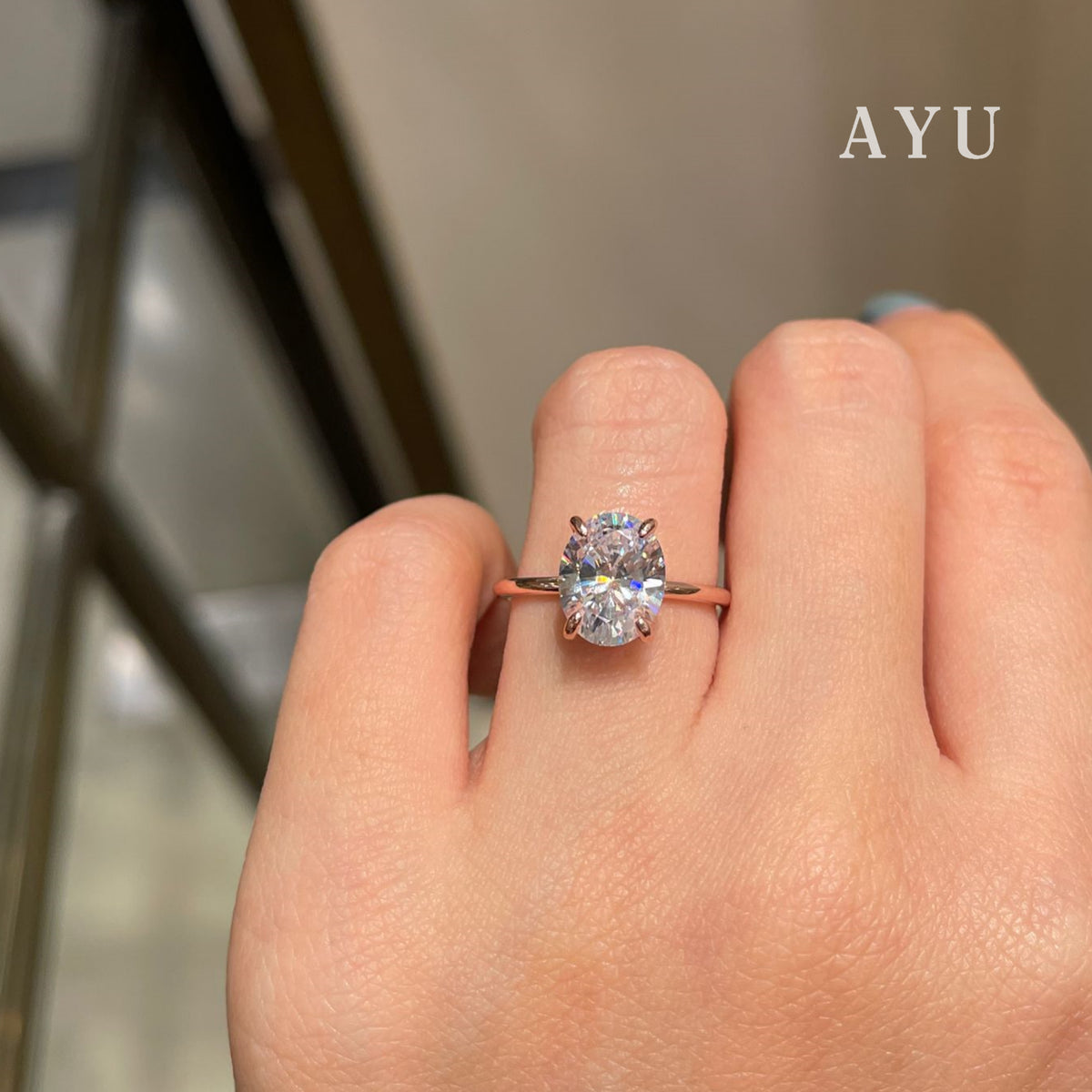 The AYU Setting In Glam Oval Cut 17k Rose Gold