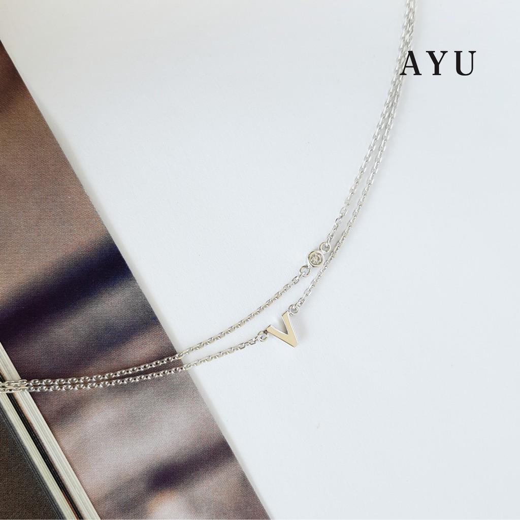AYU Gelang Emas - Gold Initial Double Layer Bracelet 17K White Gold