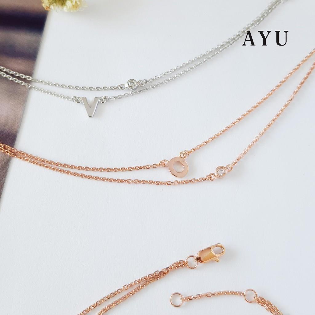 AYU Gold Initial Double Layer Bracelet 17K White Gold