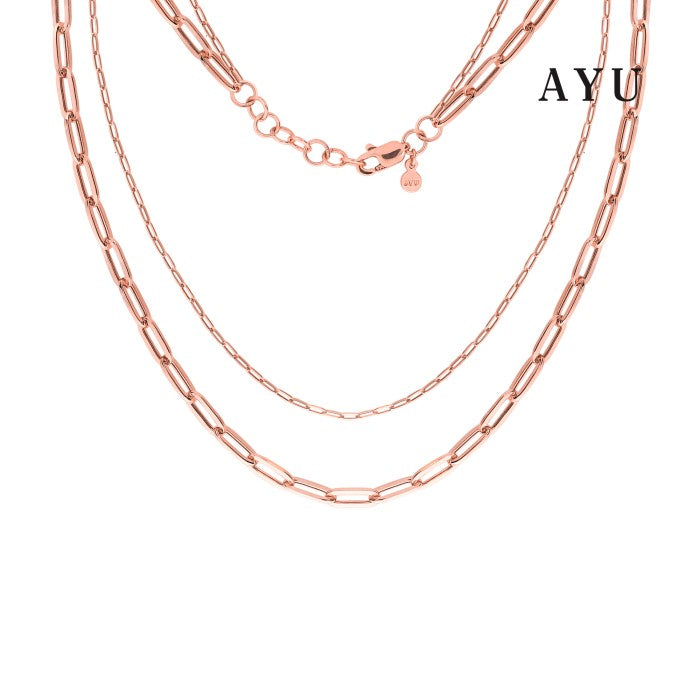 AYU Kalung Emas-Double Layer Paper Clip And Mini Paper Clip Chain 17k