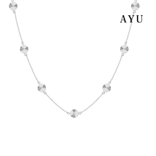 AYU Kalung Emas - Multi Bling Mini Coin Chain Necklace 17K White Gold
