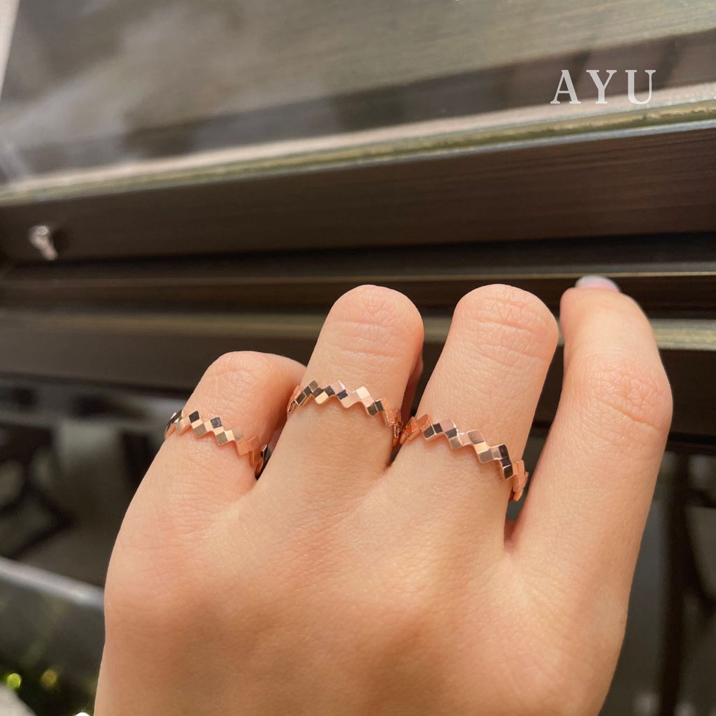 AYU Cincin Emas - Zig Zag Bling Ring 17k Rose Gold