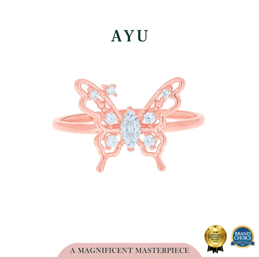AYU Cincin Emas-Butterfly With Marquis Ring 17K Rose Gold