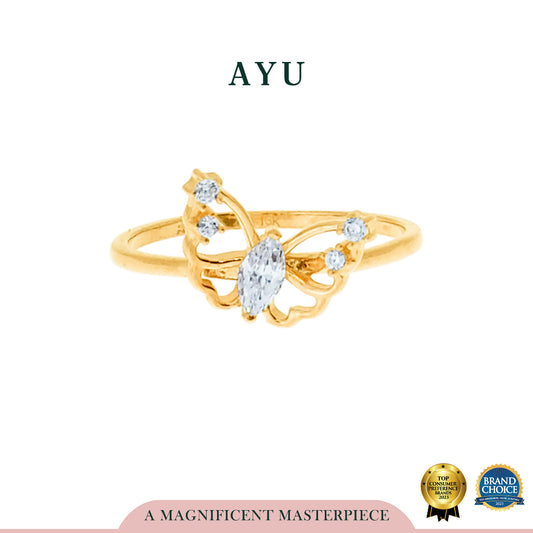 AYU Cincin Emas-Baby Butterfly With Marquis 16k Yellow Gold