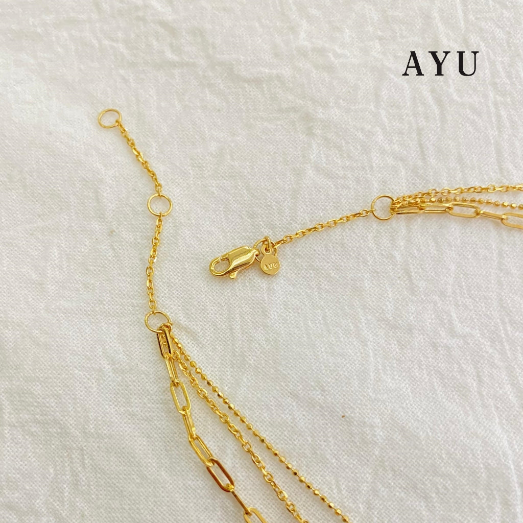 AYU Kalung Emas - Triple Layer Necklace 16k Yellow Gold