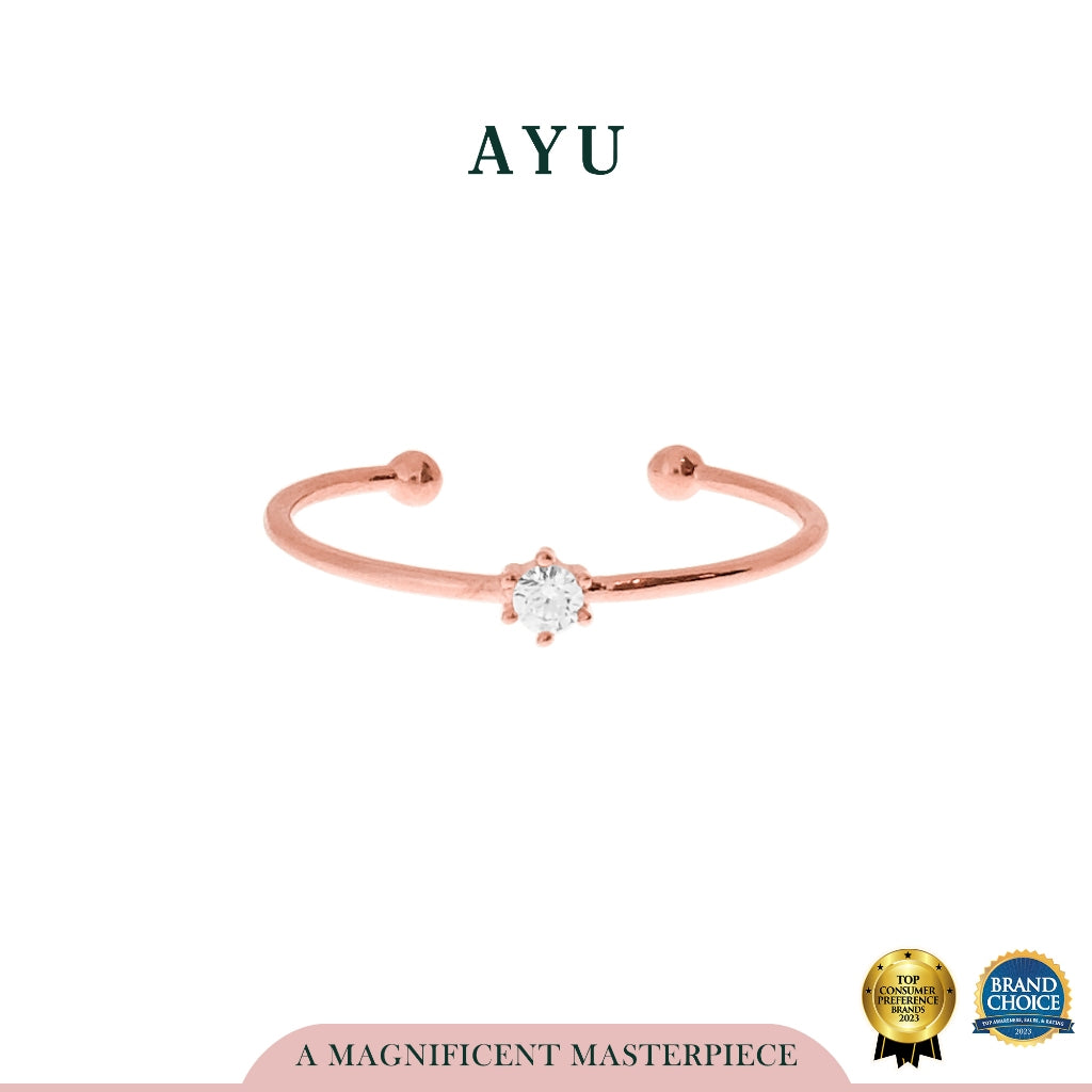 AYU Cincin Emas - Mini Solitaire Open Ring 17K Rose Gold