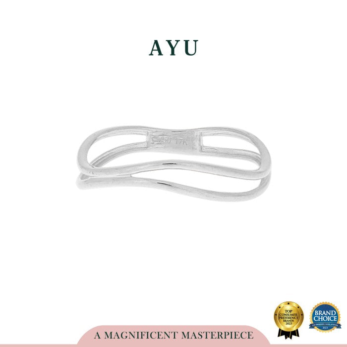 AYU Cincin Emas-Double Slow Wave Stack 17K White Gold