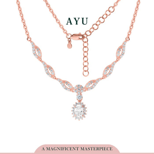 AYU Double Pave Wave With Royalty Setting Half Eternity Necklace 17k