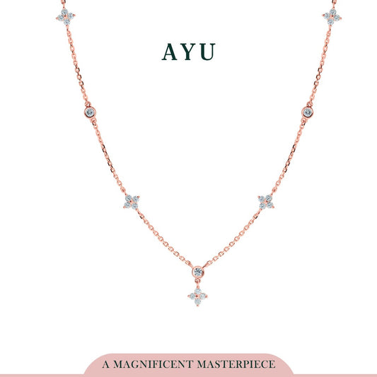 AYU Kalung Emas-Shimmer Blossom Necklace 17k Rose Gold