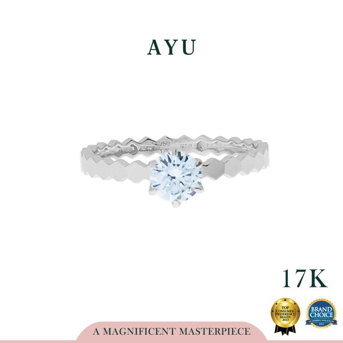 AYU Cincin Emas - Honey Bee Mine Solitaire 17K White Gold