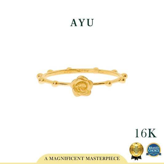 AYU Cincin Emas - Golden Rose With Spaced Pepper Ring 16K Yellow Gold