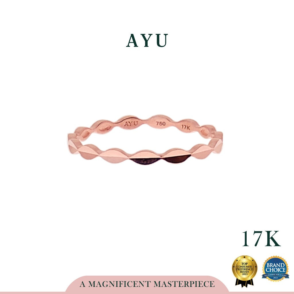 AYU Cincin Emas-Gold Marquise Cut Bling Stack 17k Rose Gold