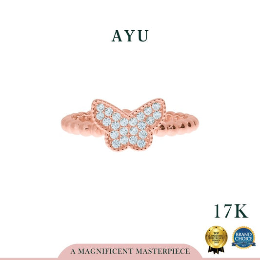 AYU Cincin Emas-Butterfly With Pepper Beads Rings 17k Rose Gold