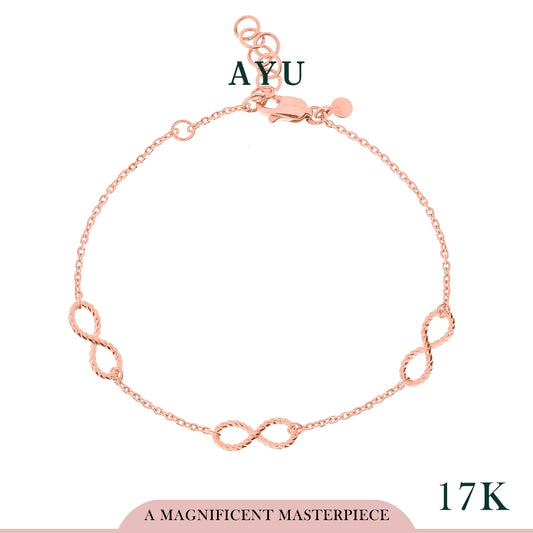 AYU Gelang Emas-3 Twist Infinity Bracelet 17k Rose Gold