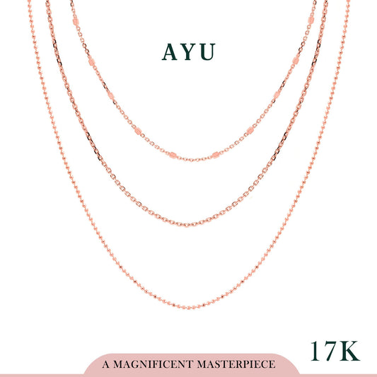 AYU Kalung Emas-Triple layer Necklace 17k Rose Gold