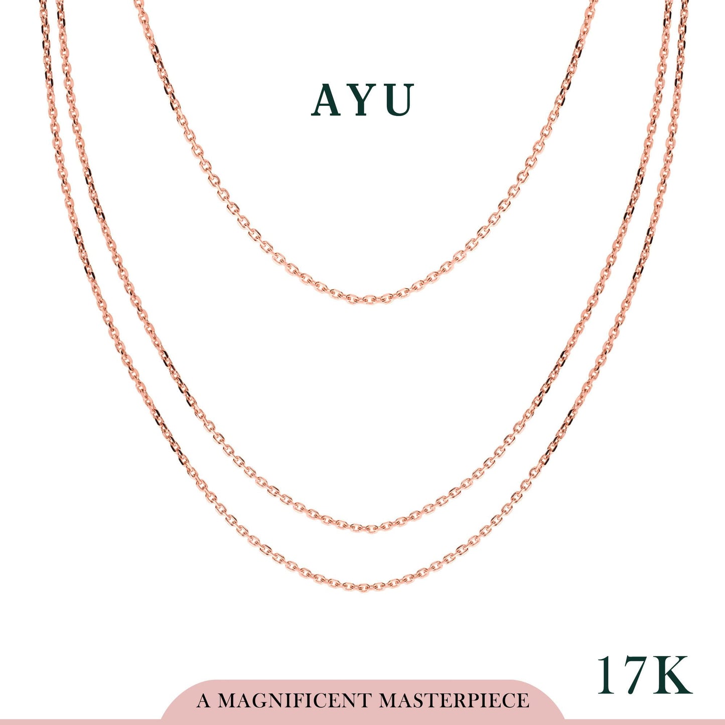 AYU Kalung Emas-Triple layer Necklace 17k Rose Gold