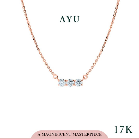 AYU Kalung Emas-3 Rounds Chain Necklace 17k Rose Gold