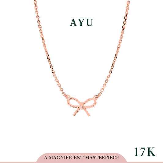 AYU Kalung Emas - Twist Ribbon Necklace 17k Rose Gold