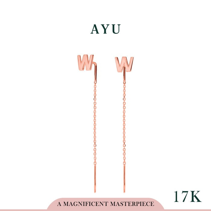 AYU Anting Emas - Initial Thread Earrings 17k Rose Gold