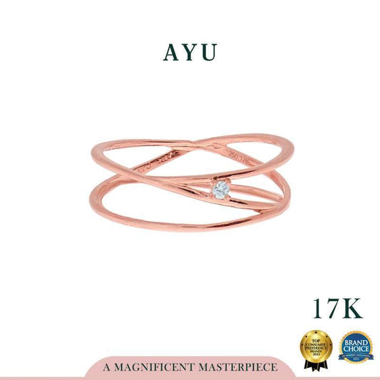 AYU Cincin Emas - Mini Solitaire Milky Way Ring 17K Rose Gold