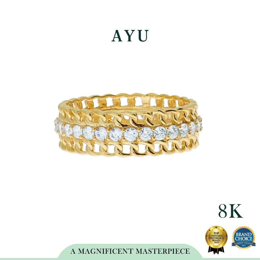 AYU Cincin Emas - Eternity Wide Chain Ring 8K Yellow Gold