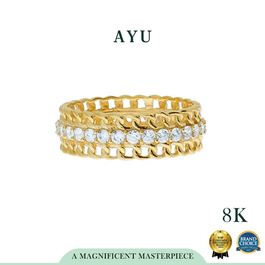 AYU Cincin Emas - Eternity Wide Chain Ring 8K Yellow Gold