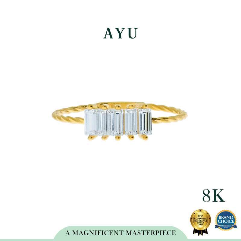 AYU Cincin Emas - 5 Baguette Twist Ring 8k Yellow Gold