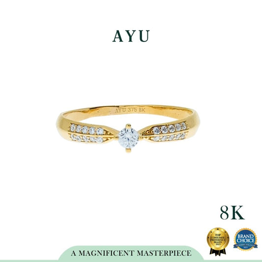 AYU Cinin Emas-Mini Solitaire Tapered Ring 8k Yellow Gold