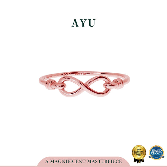 AYU Cincin Emas - Gold Infinity Knot Ring 17k Rose Gold