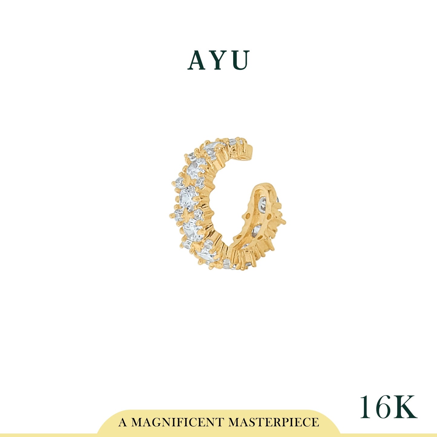 AYU Anting Emas - Glam Pave Earcuff 16k Yellow Gold