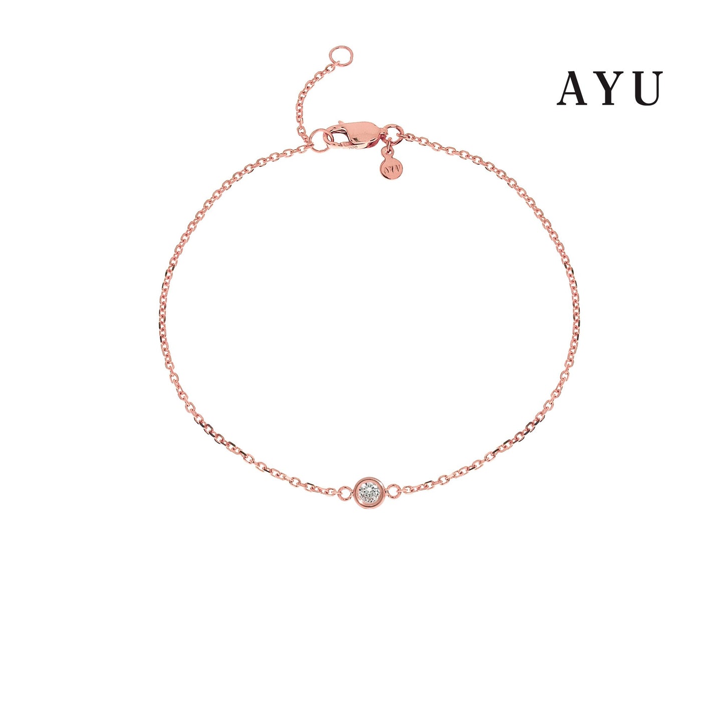 AYU Mini Bezel Chain Bracelet 17K Rose Gold
