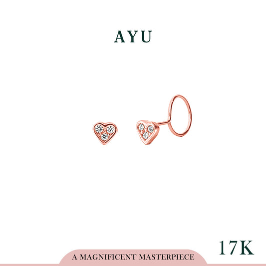 AYU Mini Pave Heart Round Loop 17K Rose Gold