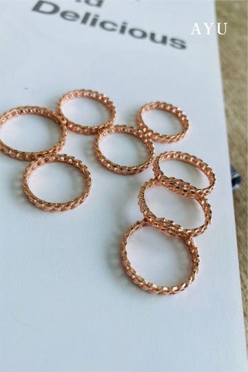 AYU Cincin Emas - Chain Stack 17K Rose Gold