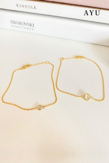 AYU Bezel Chain Bracelet 16K Yellow Gold