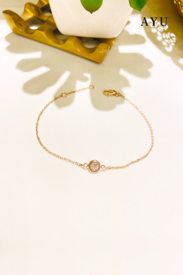 AYU Bezel Chain Bracelet 17K Rose Gold