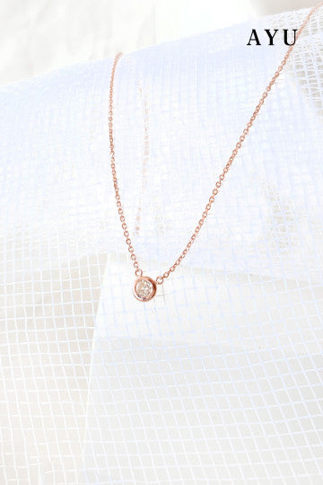 AYU Bezel Chain Necklace 17K Rose Gold