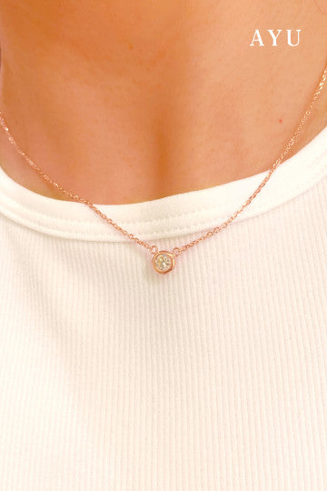 AYU Bezel Chain Necklace 17K Rose Gold