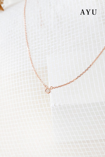 AYU Mini Bezel Chain Necklace 17K Rose Gold