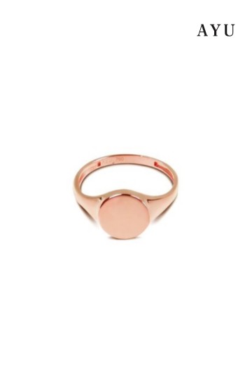AYU Cincin Emas - Round Signet Ring 17K Rose Gold