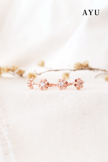 AYU Anting Emas - Snowflake Round Loop Earrings 17K Rose Gold