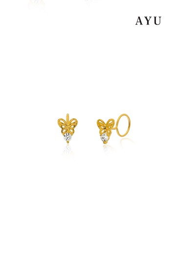 AYU Anting Emas Toge -  Butterfly Round Loop Earrings 16K Yellow Gold