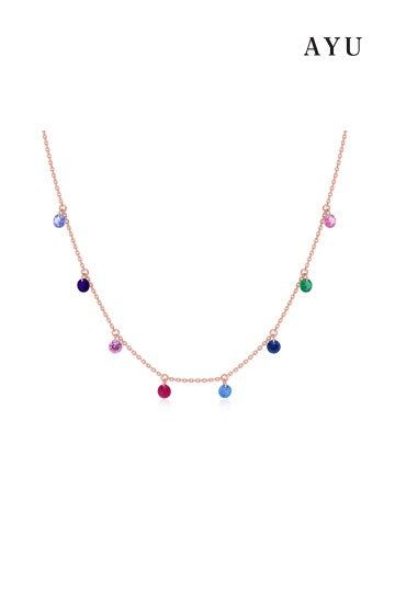 AYU 8 Candy Pop Chain Necklace Rainbow 17k Rose Gold