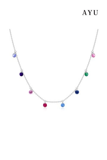 AYU 8 Candy Pop Chain Necklace Rainbow 17k White Gold
